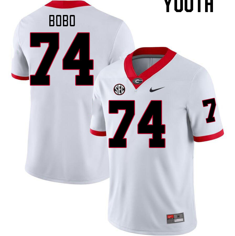 Youth #74 Drew Bobo Georgia Bulldogs College Football Jerseys Stitched-White